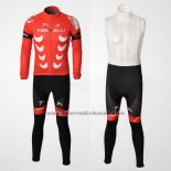 2010 Fahrradbekleidung Castelli Wei und Rot Trikot Langarm und Tragerhose