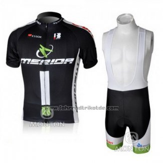 2010 Fahrradbekleidung Merida Shwarz und Grun Trikot Kurzarm und Tragerhose