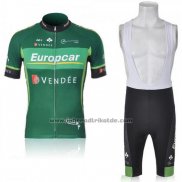 2011 Fahrradbekleidung Europcar Grun Trikot Kurzarm und Tragerhose