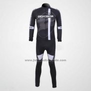 2011 Fahrradbekleidung Giordana Shwarz und Wei Trikot Langarm und Tragerhose