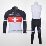 2011 Fahrradbekleidung Trek Leqpard Champion Schweiz Rot und Wei Trikot Langarm und Tragerhose