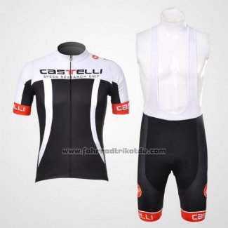 2012 Fahrradbekleidung Castelli Wei und Shwarz Trikot Kurzarm und Tragerhose