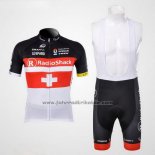 2012 Fahrradbekleidung Radioshack Champion Schweiz Trikot Kurzarm und Tragerhose