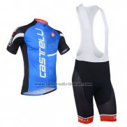 2013 Fahrradbekleidung Castelli Shwarz und Blau Trikot Kurzarm und Tragerhose