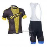 2013 Fahrradbekleidung Giant Shwarz und Gelb Trikot Kurzarm und Tragerhose