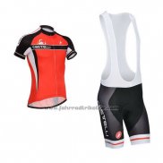 2014 Fahrradbekleidung Castelli Rot und Shwarz Trikot Kurzarm und Tragerhose