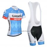 2014 Fahrradbekleidung Garmin Sharp Hellblau und Wei Trikot Kurzarm und Tragerhose