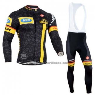 2014 Fahrradbekleidung MTN Shwarz und Gelb Trikot Langarm und Tragerhose