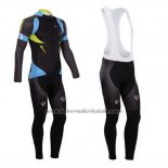 2014 Fahrradbekleidung Pearl Izumi Shwarz und Azurblau Trikot Langarm und Tragerhose