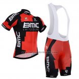 2015 Fahrradbekleidung BMC Shwarz und Orange Trikot Kurzarm und Tragerhose