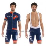 2015 Fahrradbekleidung Pinarello Rot und Blau Trikot Kurzarm und Tragerhose