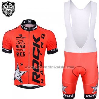 2015 Fahrradbekleidung Rock Racing Shwarz und Orange Trikot Kurzarm und Tragerhose