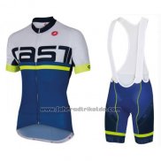2016 Fahrradbekleidung Castelli Blau Wei Trikot Kurzarm und Tragerhose