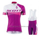 2016 Fahrradbekleidung Scott Rot Wei Trikot Kurzarm und Tragerhose