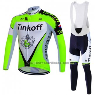 2016 Fahrradbekleidung Tinkoff Grun und Shwarz Trikot Langarm und Tragerhose