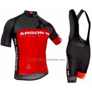 2017 Fahrradbekleidung Argon Rot Trikot Kurzarm und Tragerhose