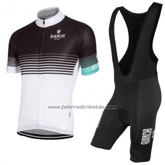 2017 Fahrradbekleidung Bianchi Milano Shwarz und Wei Trikot Kurzarm und Tragerhose