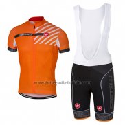 2017 Fahrradbekleidung Castelli Orange Trikot Kurzarm und Tragerhose