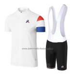 2017 Fahrradbekleidung Coq Sportif Tour de France Wei Trikot Kurzarm und Tragerhose