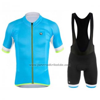 2017 Fahrradbekleidung Giordana Silver Line Azurblau Trikot Kurzarm und Tragerhose