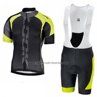 2017 Fahrradbekleidung Look Shwarz und Grun Trikot Kurzarm und Tragerhose