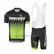 2017 Fahrradbekleidung Scott Grun Trikot Kurzarm und Tragerhose