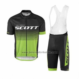 2017 Fahrradbekleidung Scott Grun und Shwarz Trikot Kurzarm und Tragerhose