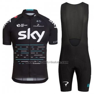 2017 Fahrradbekleidung Sky Blau und Shwarz Trikot Kurzarm und Tragerhose