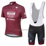 2017 Fahrradbekleidung Strade Bianche Trek Rot Trikot Kurzarm und Tragerhose