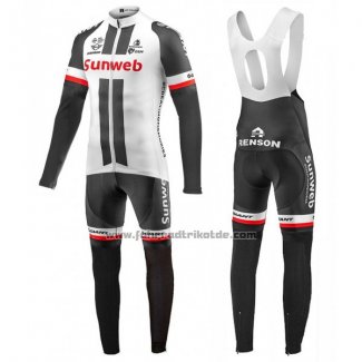 2017 Fahrradbekleidung Sunweb Wei Trikot Langarm und Tragerhose