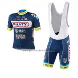 2017 Fahrradbekleidung Wanty Groupe Gobert Blau Trikot Kurzarm und Tragerhose