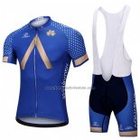 2018 Fahrradbekleidung Aqua Blaue Sport Blau Trikot Kurzarm und Tragerhose
