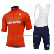 2018 Fahrradbekleidung Bahrain Merida SS Orange Trikot Kurzarm und Tragerhose