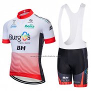 2018 Fahrradbekleidung Burgos BH Wei und Rot Trikot Kurzarm und Tragerhose