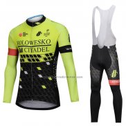 2018 Fahrradbekleidung Holowesko Citadel Grun und Shwarz Trikot Langarm und Tragerhose