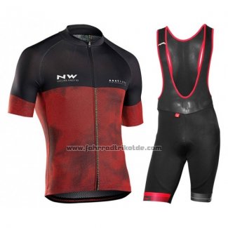 2018 Fahrradbekleidung Northwave Shwarz Rot Trikot Kurzarm und Tragerhose