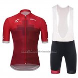 2018 Fahrradbekleidung Tour de Suisse Cross Rot Trikot Kurzarm und Tragerhose