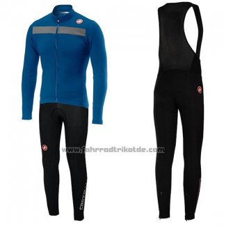 2019 Fahrradbekleidung Castelli Puro 3 Blau Shwarz Trikot Langarm und Tragerhose