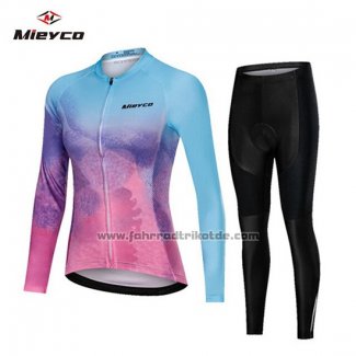 2019 Fahrradbekleidung Frau Mieyco Blau Rosa Trikot Langarm und Tragerhose