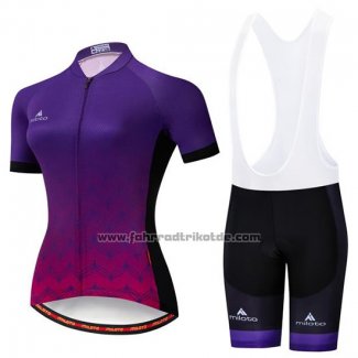 2019 Fahrradbekleidung Frau Miloto Volett Trikot Kurzarm und Tragerhose