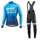 2019 Fahrradbekleidung Giant Race Day Blau Trikot Langarm und Tragerhose