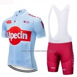 2019 Fahrradbekleidung Katusha Alpecin Licht Blau Rot Trikot Kurzarm und Tragerhose