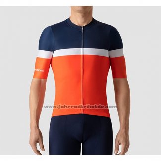 2019 Fahrradbekleidung La Passione Blau Wei Orange Trikot Kurzarm und Tragerhose