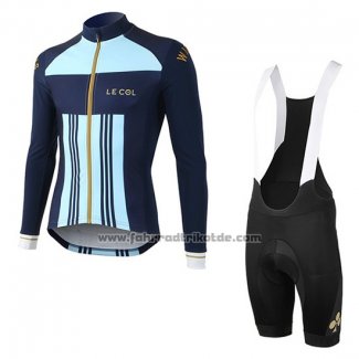 2019 Fahrradbekleidung Lecol Azurblau Blau Trikot Langarm und Tragerhose