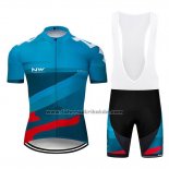 2019 Fahrradbekleidung Northwave Blau Rot Trikot Kurzarm und Tragerhose