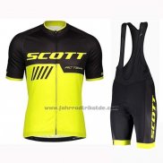 2019 Fahrradbekleidung Scott Shwarz Gelb Trikot Kurzarm und Tragerhose