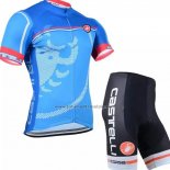 2020 Fahrradbekleidung Castelli Blau Trikot Kurzarm und Tragerhose