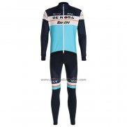 2020 Fahrradbekleidung De Rosa Azurblau Trikot Langarm und Tragerhose