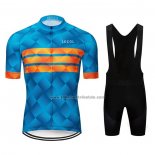 2020 Fahrradbekleidung Le Col Blau Orange Trikot Kurzarm und Tragerhose