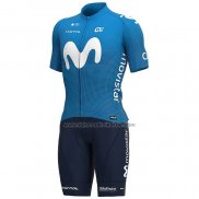2020 Fahrradbekleidung Movistar Wei Blau Trikot Kurzarm und Tragerhose